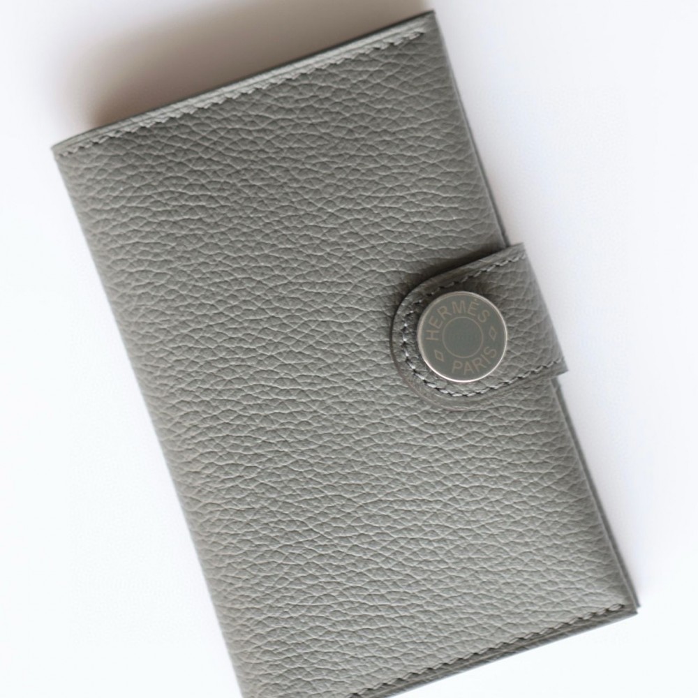 High Quality Replica Hermes R.M.S Card Holder in Gris Meyer Evergrain Calfskin $ 319 USD