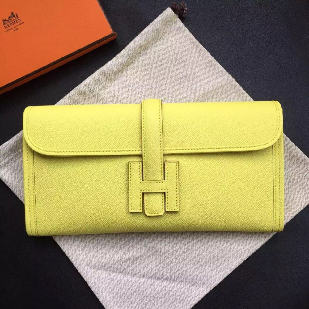 High Quality Replica Hermes Jige Elan 29 Clutch Bag In Yellow Epsom Calfskin $ 359 USD